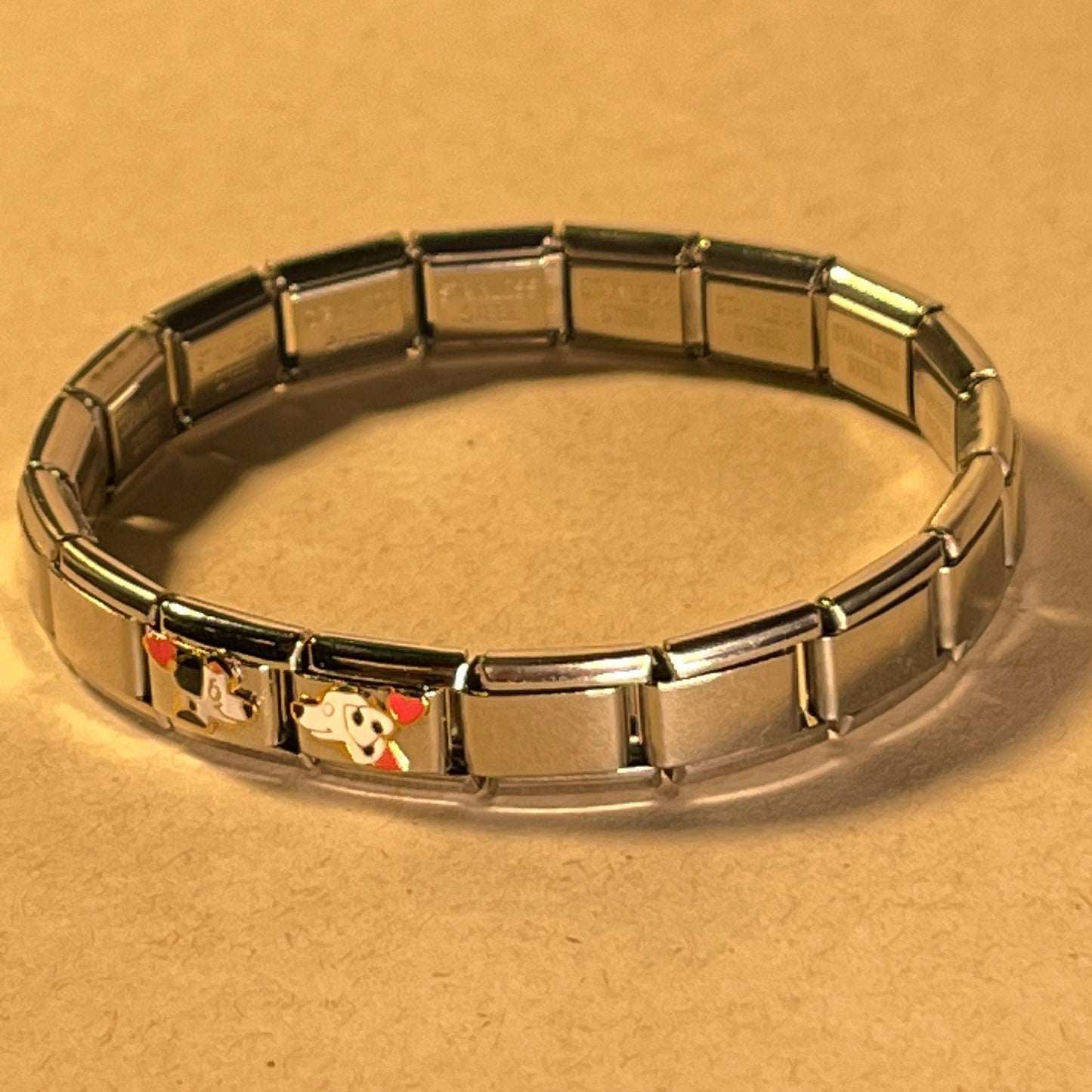 Kissing Dog Italian Charm Bracelet