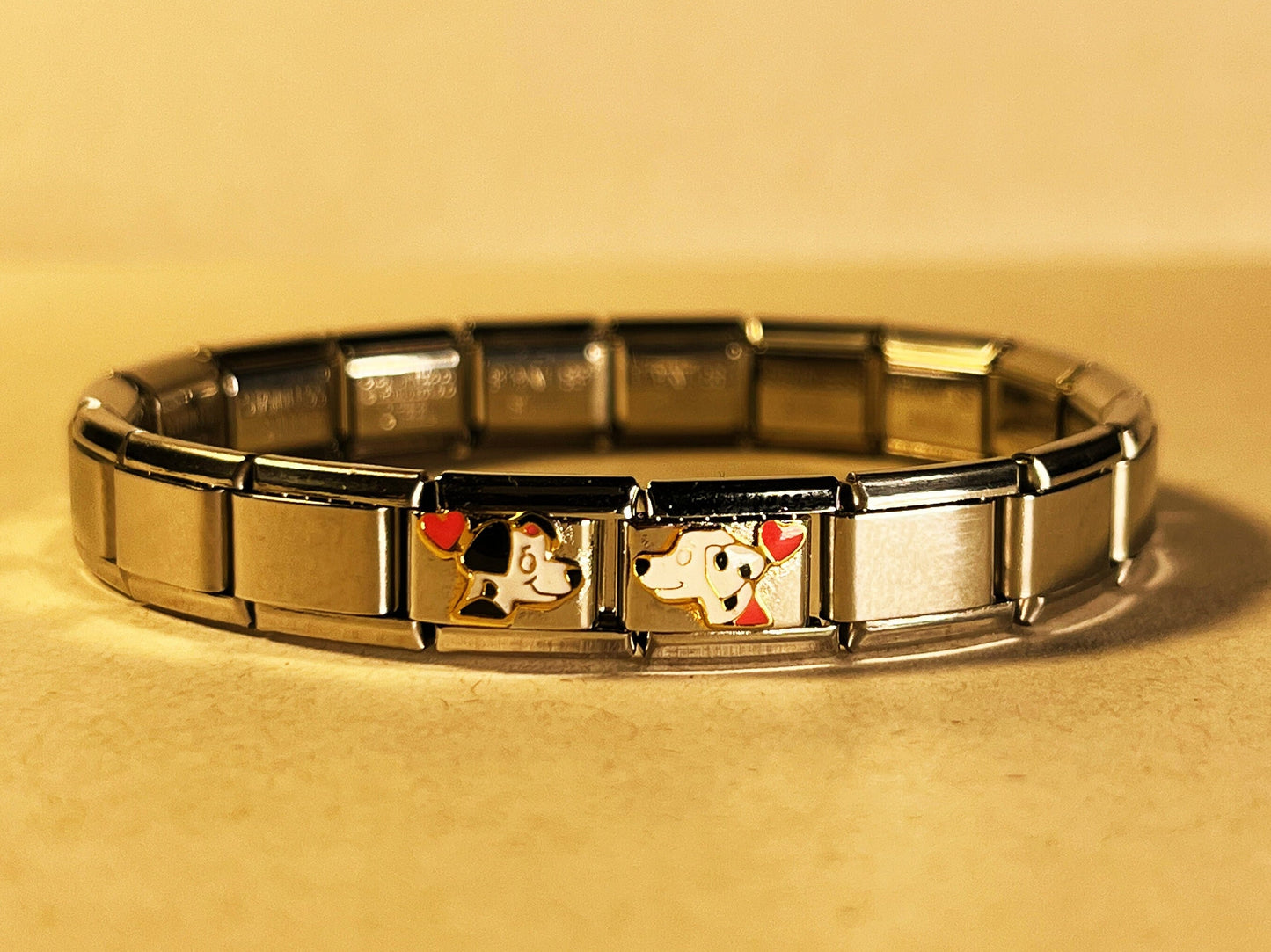 Kissing Dog Italian Charm Bracelet