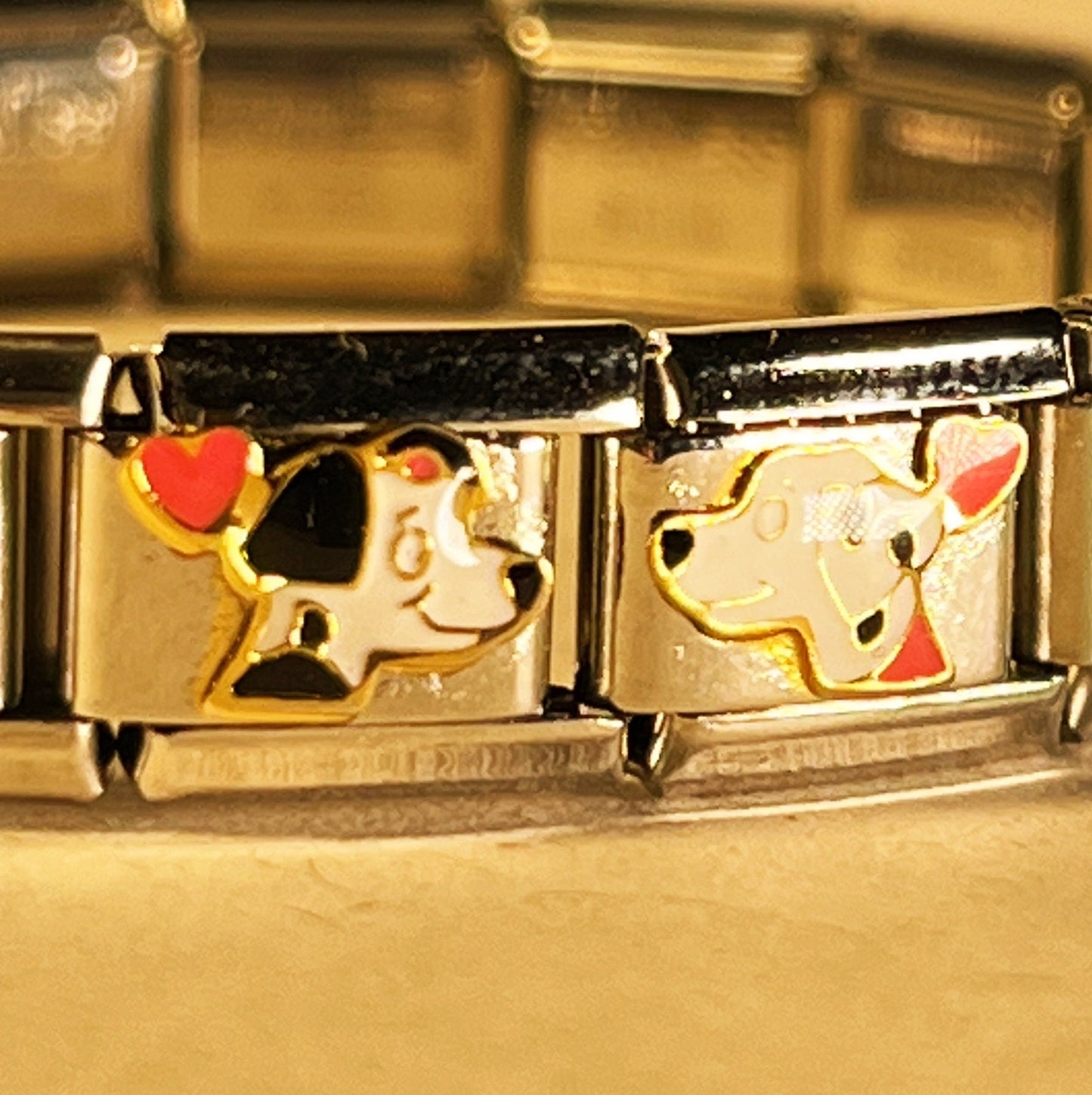 Kissing Dog Italian Charm Bracelet