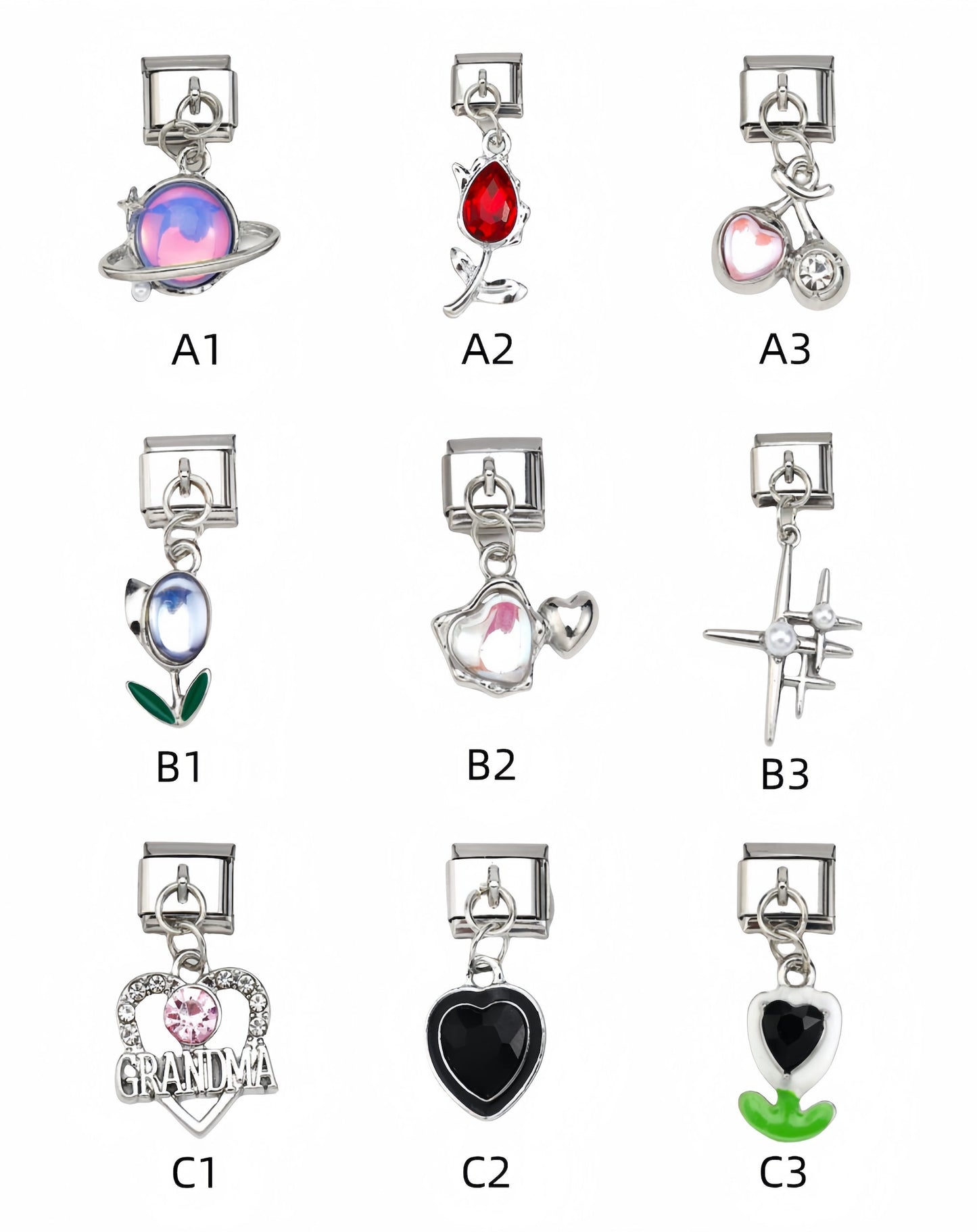 Heart/Planet/Grandma Dangle Charms