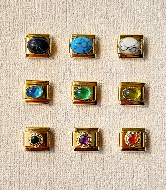 Gold Gemstone Italian Charms