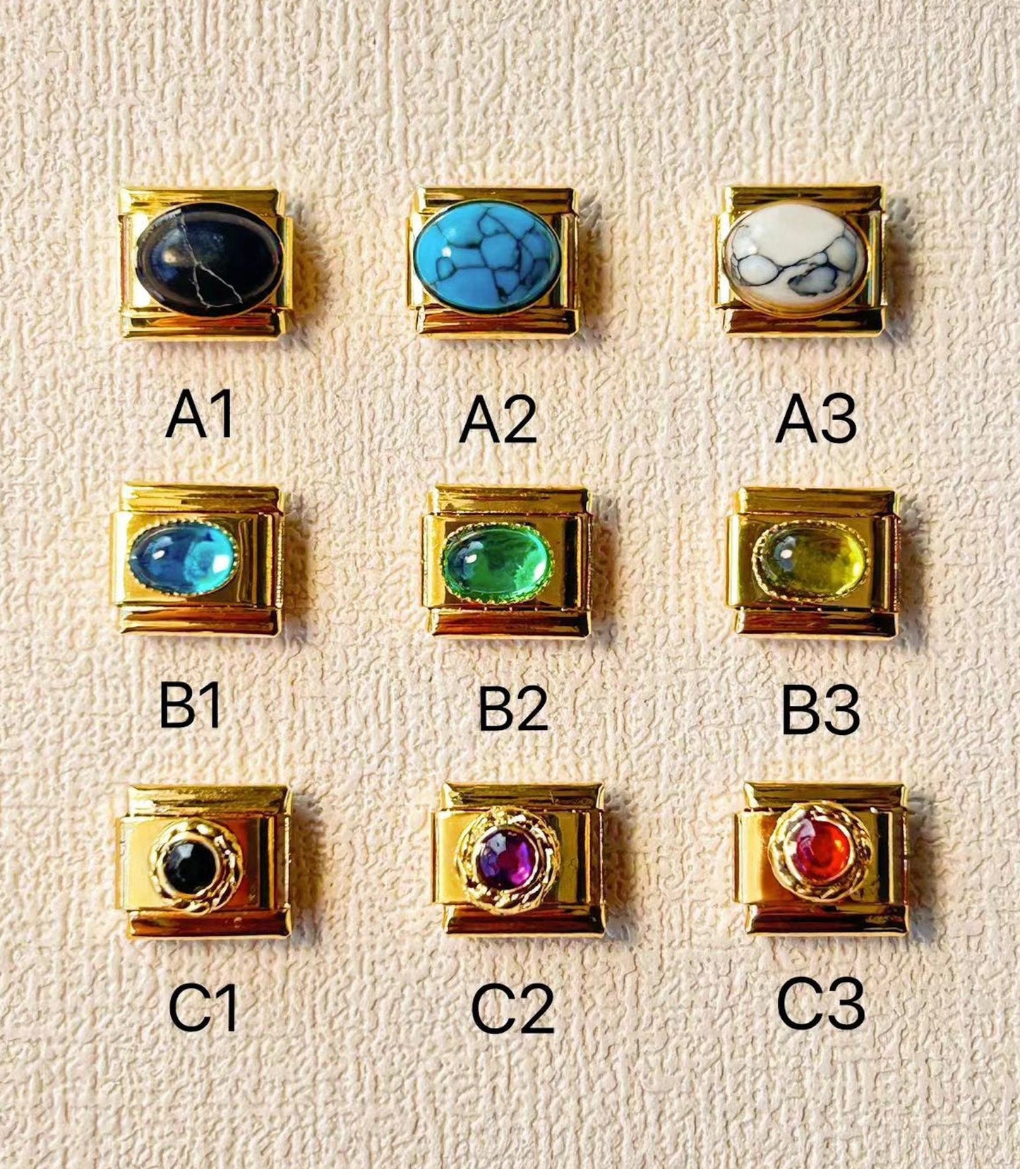 Gold Gemstone Italian Charms